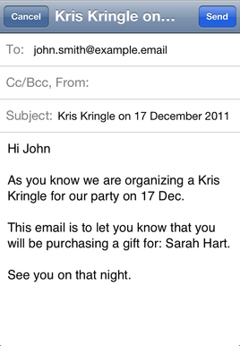 Kris Kringle app screen shot